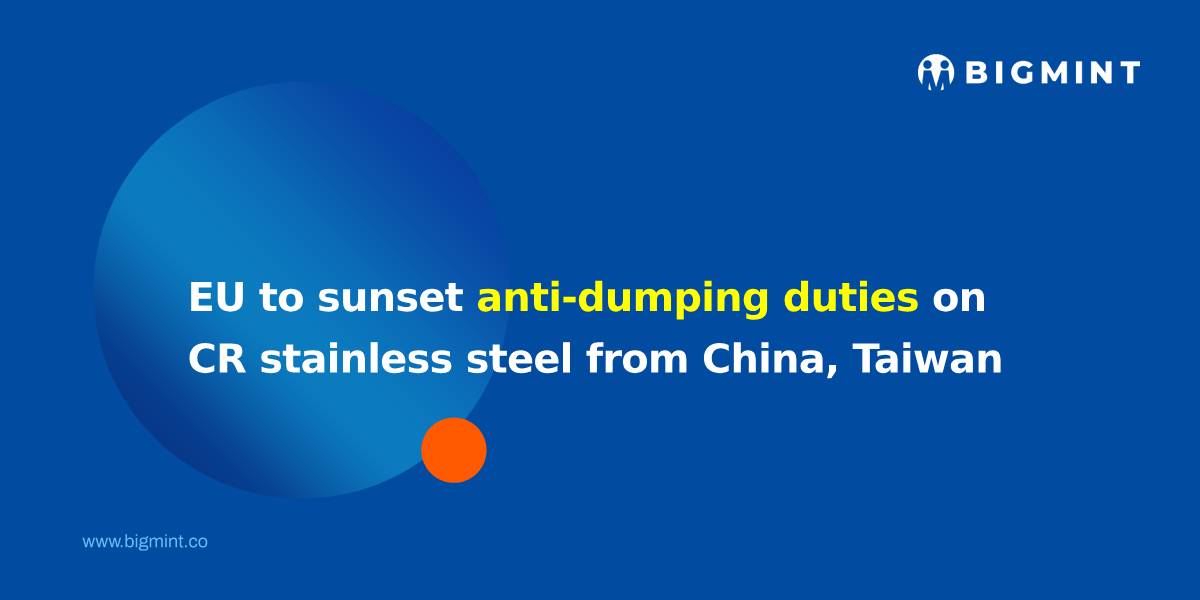 Will EU initiate sunset review after AD duties on CR stainless steel imports from China, Taiwan expire in Sep'26?