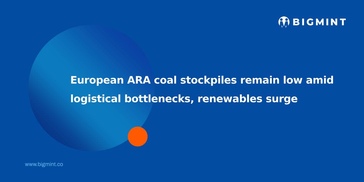 European main port coal stocks stay low amid logistics bottlenecks, renewable surge