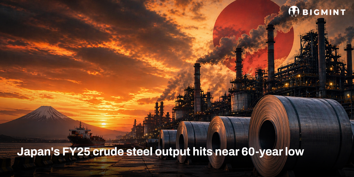 Japan's FY25 crude steel output hits near 60-year low