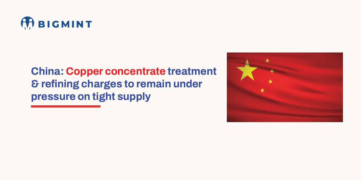 China: Copper concentrate treatment and refining charges to remain under pressure on tight supply
