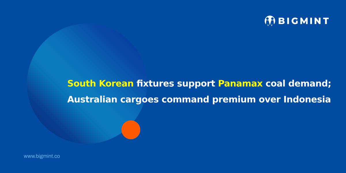 South Korean fixtures support Panamax coal demand; Australian cargoes command premium over Indonesia