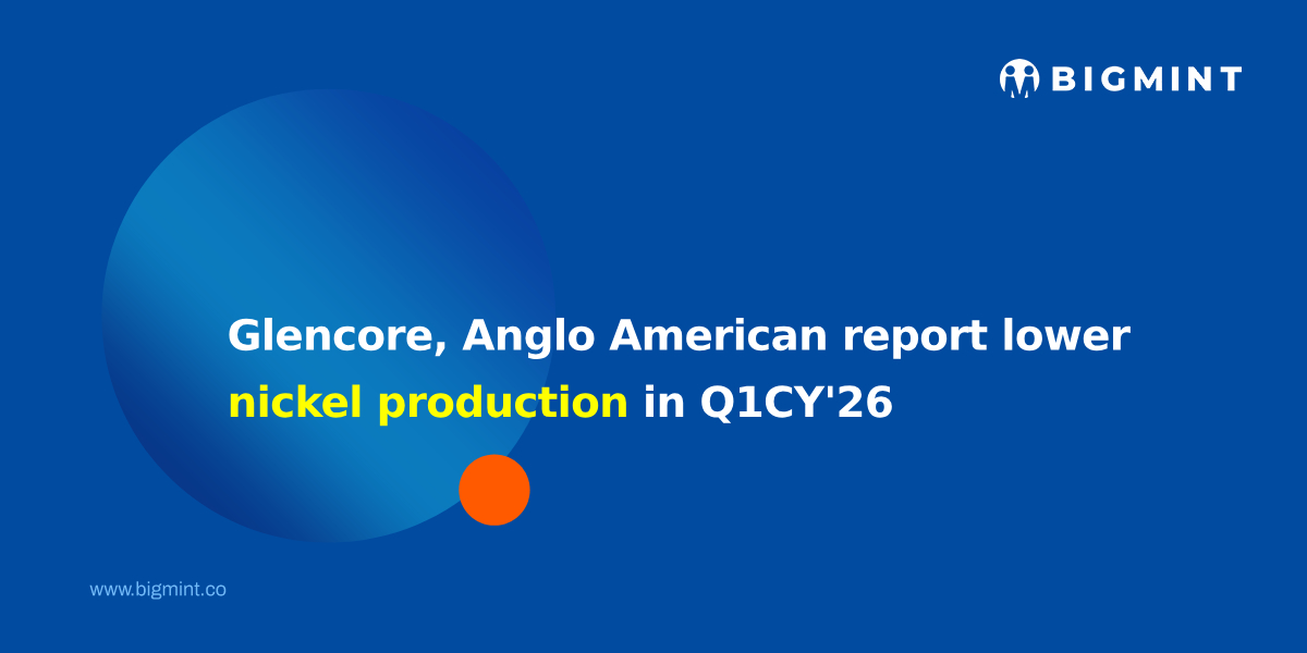 Glencore, Anglo American report lower nickel output in Q1CY'26 due to production disruptions