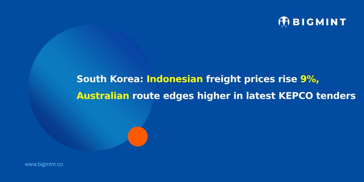 South Korea: Indonesian freight prices rise 9%, Australian route edges higher in latest KEPCO tenders