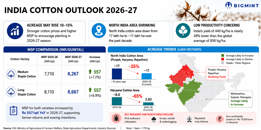 India: Cotton acreage may rise 15%, but structural challenges continue to weigh on sector outlook