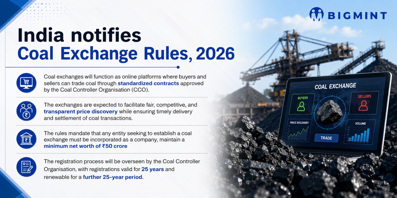 India notifies coal exchange rules, enabling transparent market-driven pricing