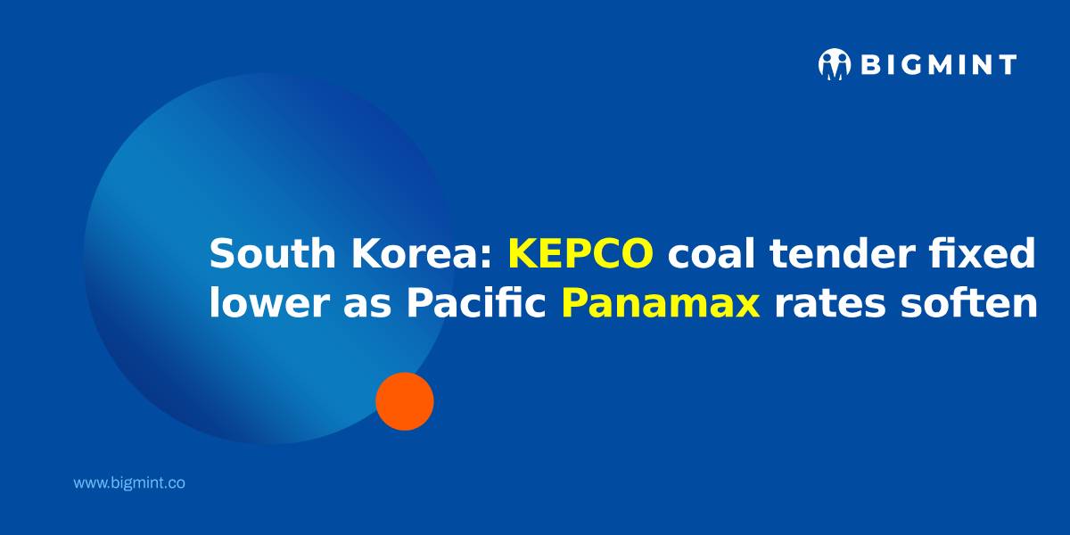 South Korea: KEPCO coal tender fixed lower as Pacific Panamax rates soften