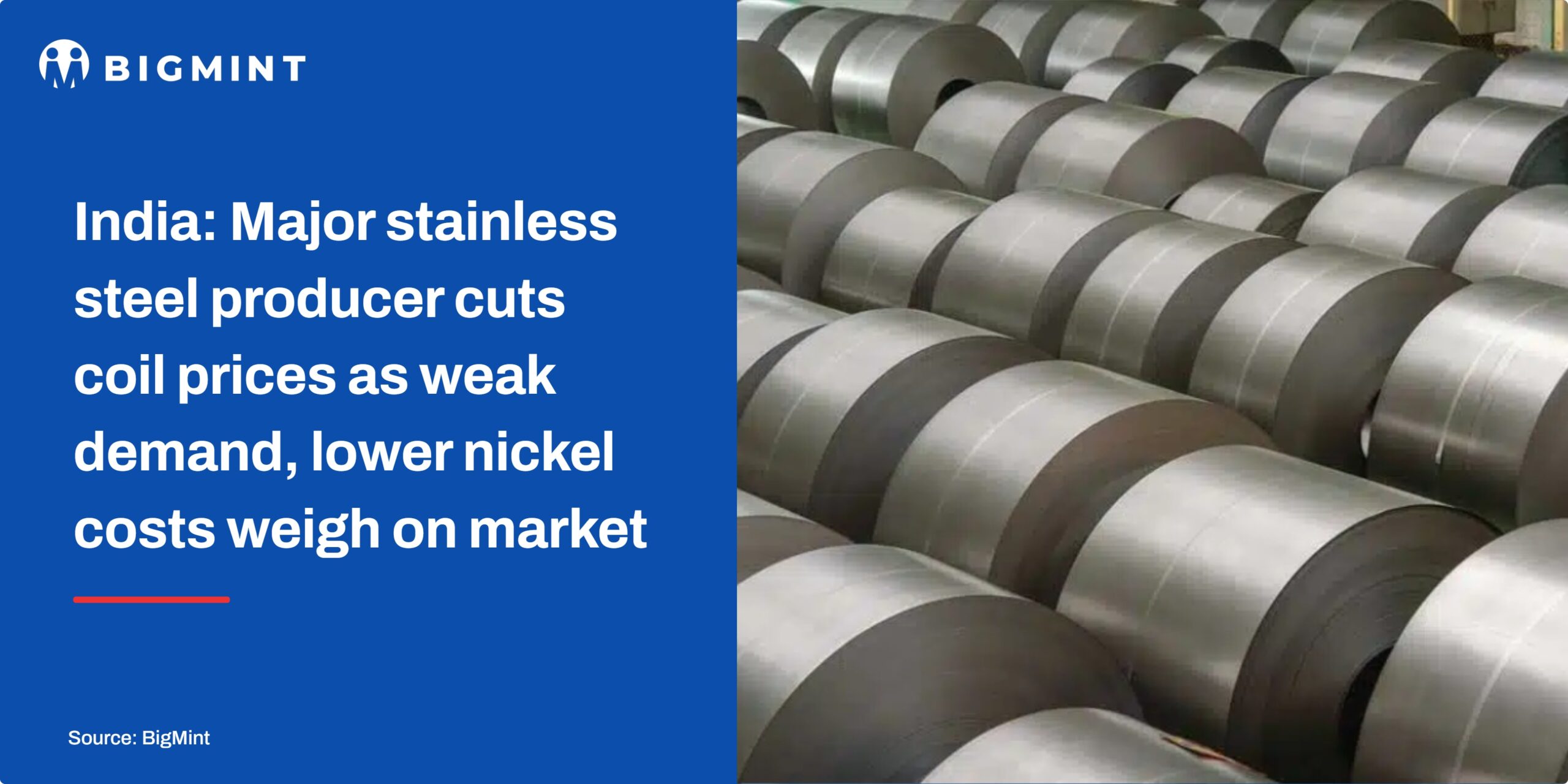 India: Major stainless steel producer cuts coil prices as weak demand, lower nickel costs weigh on market