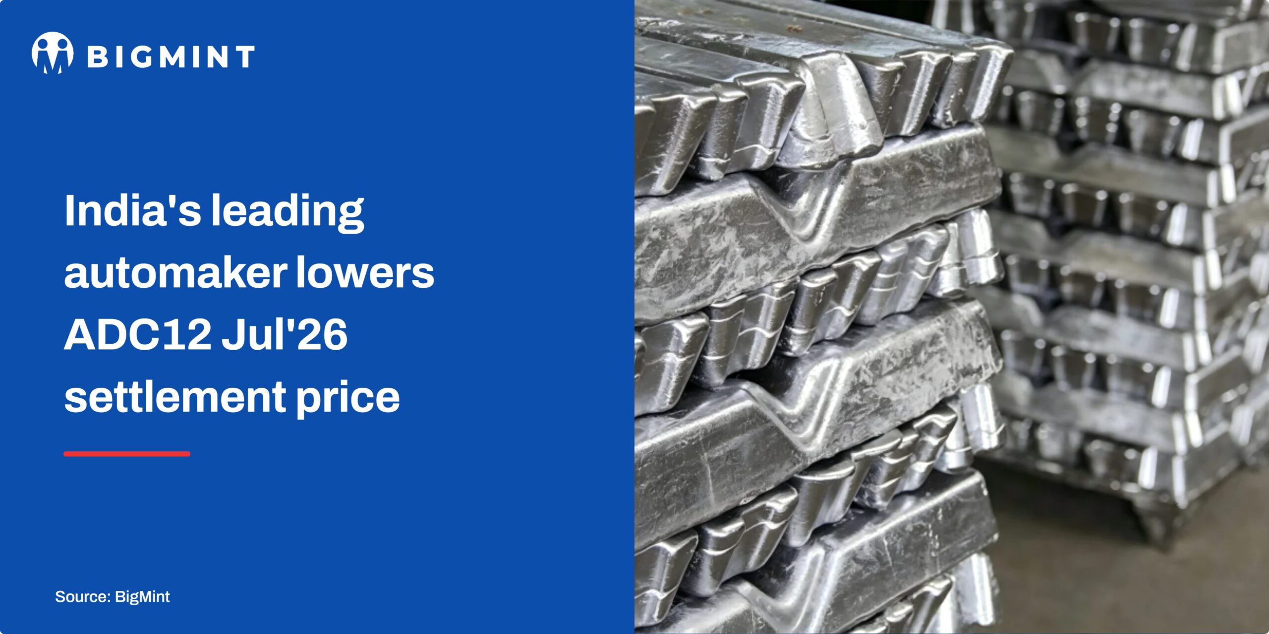 India's leading automaker cuts Jul'26 ADC12 settlement by INR 13,400/t