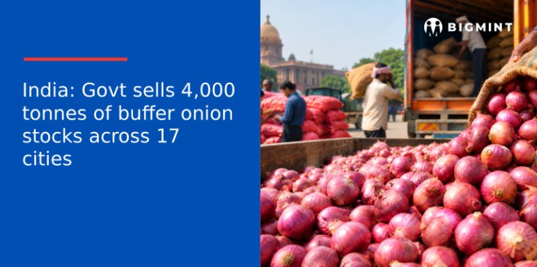 India: Govt sells 4,000 tonnes of buffer onion stocks across 17 cities